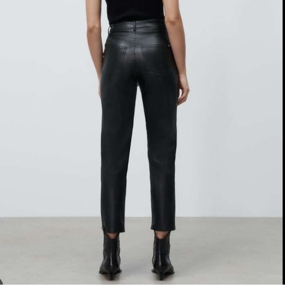 Zara | Pants u0026 Jumpsuits | Nwt Zara Faux Leather Mom Fit Pants | Poshmark